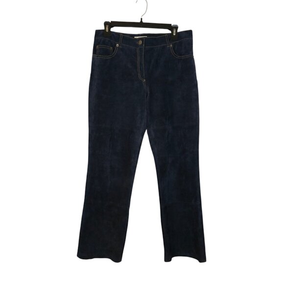 Isaac Mizrahi for Target Suede Pants Size 10 Navy Blue Boho Chic Preppy Fall - Picture 1 of 6